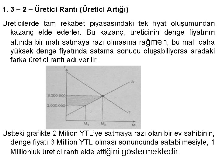 1. 3 – 2 – Üretici Rantı (Üretici Artığı) Üreticilerde tam rekabet piyasasındaki tek