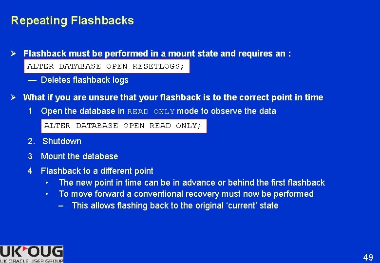 Repeating Flashbacks Ø Flashback must be performed in a mount state and requires an Repeating Flashbacks Ø Flashback must be performed in a mount state and requires an
