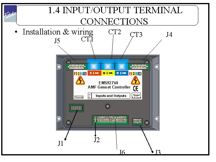 1. 4 INPUT/OUTPUT TERMINAL CONNECTIONS • Installation & wiring J 5 CT 2 CT