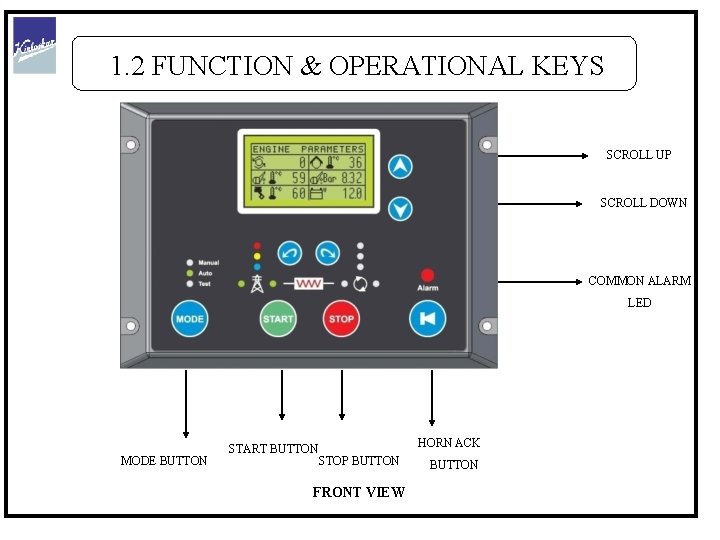 1. 2 FUNCTION & OPERATIONAL KEYS SCROLL UP SCROLL DOWN COMMON ALARM LED MODE