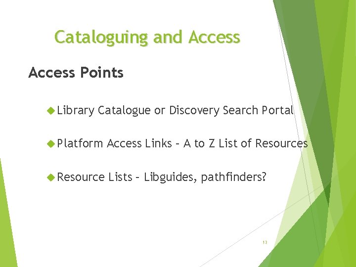 Cataloguing and Access Points Library Catalogue or Discovery Search Portal Platform Access Links –