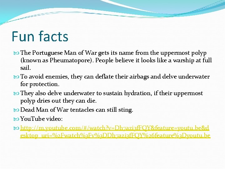 Fun facts The Portuguese Man of War gets its name from the uppermost polyp