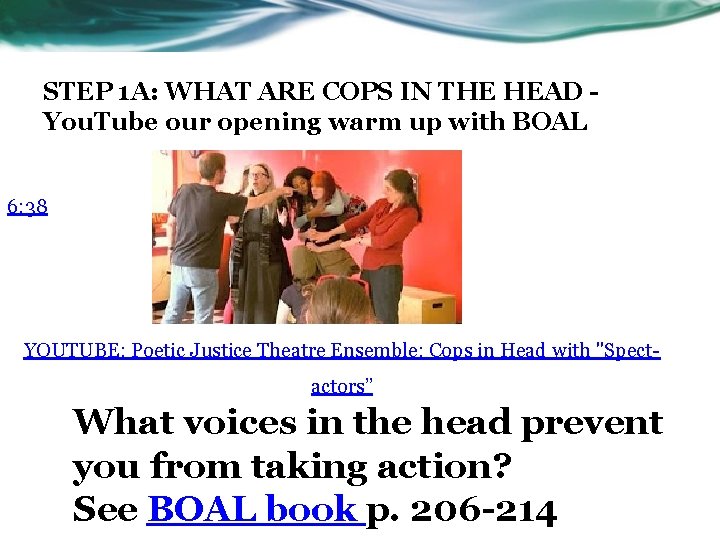 STEP 1 A: WHAT ARE COPS IN THE HEAD – You. Tube our opening