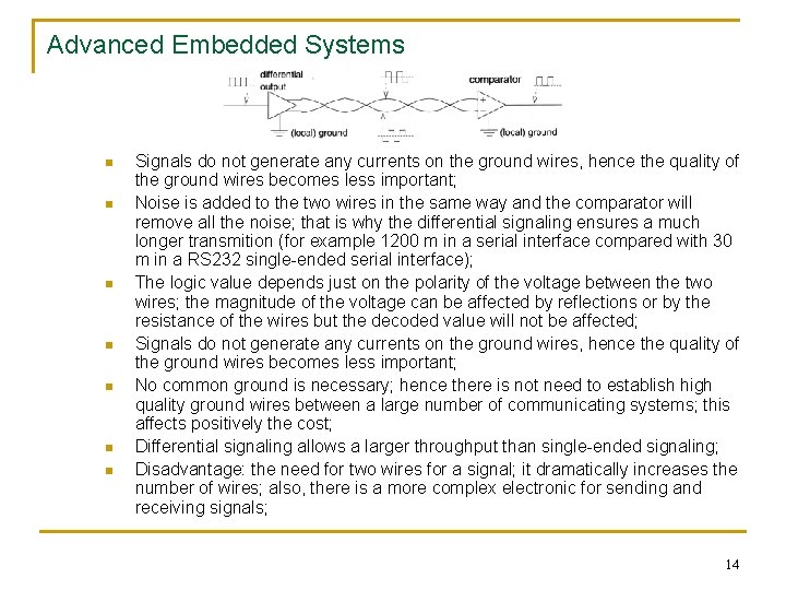Advanced Embedded Systems n n n n Signals do not generate any currents on