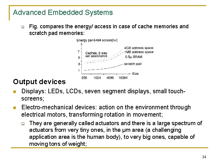 Advanced Embedded Systems q Fig. compares the energy/ access in case of cache memories