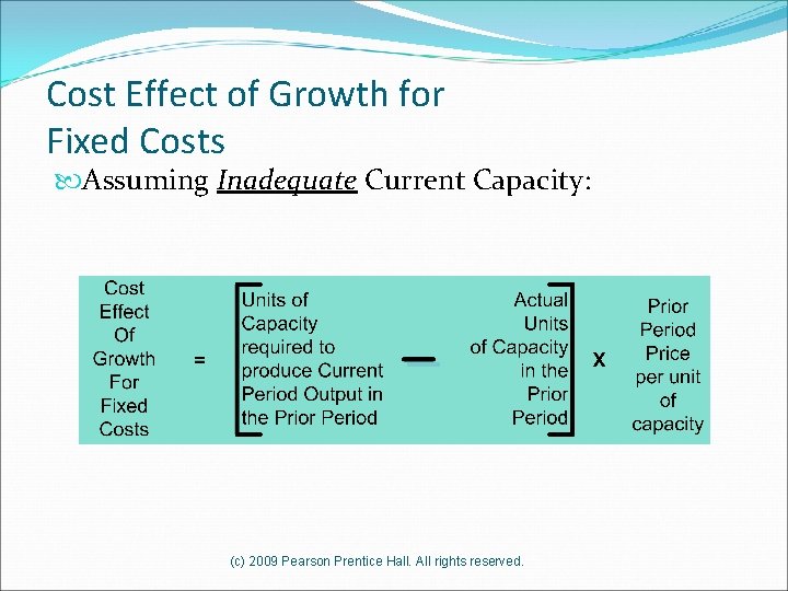 Cost Effect of Growth for Fixed Costs Assuming Inadequate Current Capacity: (c) 2009 Pearson