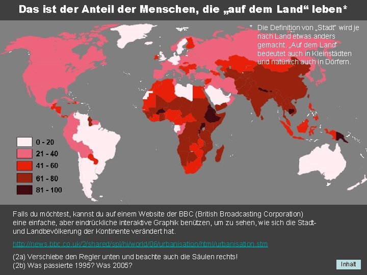 Das ist der Anteil der Menschen, die „auf dem Land“ leben* * Die Definition