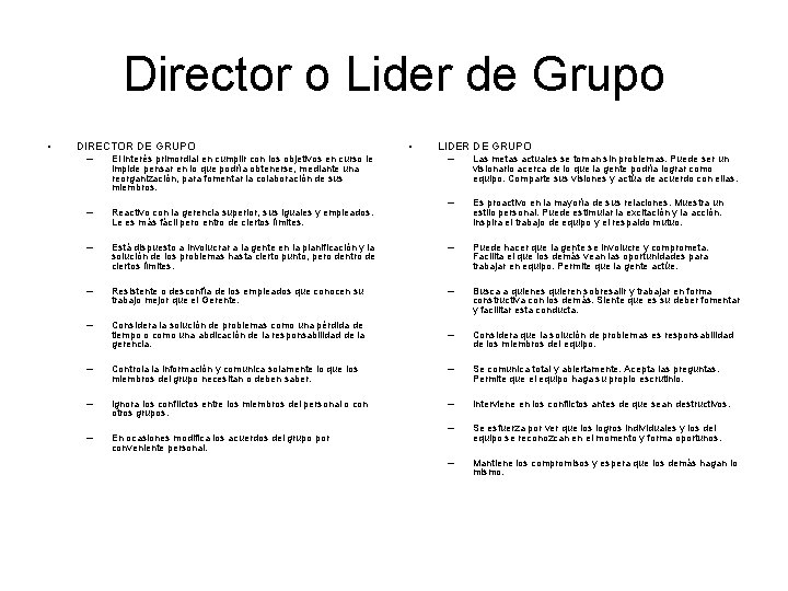 Director o Lider de Grupo • DIRECTOR DE GRUPO – El interés primordial en