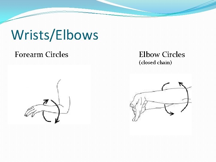 Wrists/Elbows Forearm Circles Elbow Circles (closed chain) 