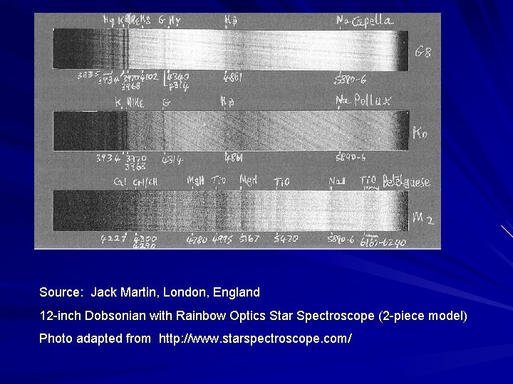 Source: Jack Martin, London, England 12 -inch Dobsonian with Rainbow Optics Star Spectroscope (2