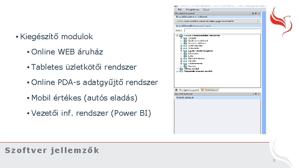  • Kiegészítő modulok • Online WEB áruház • Tabletes üzletkötői rendszer • Online