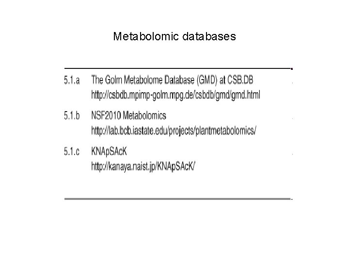 Metabolomic databases 