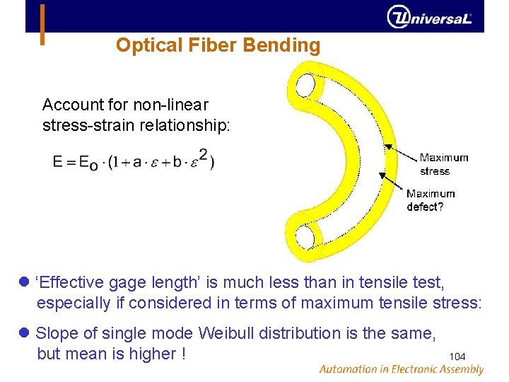 Optical Fiber Bending Account for non-linear stress-strain relationship: ‘Effective gage length’ is much less