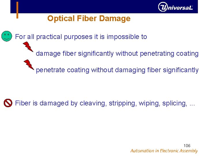 Optical Fiber Damage For all practical purposes it is impossible to damage fiber significantly