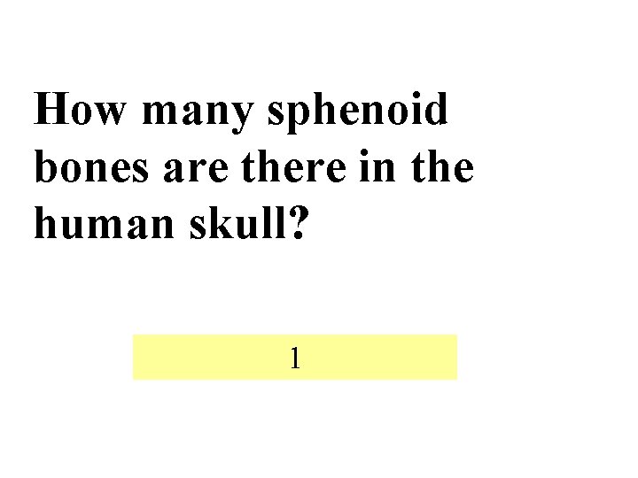 How many sphenoid bones are there in the human skull? 1 