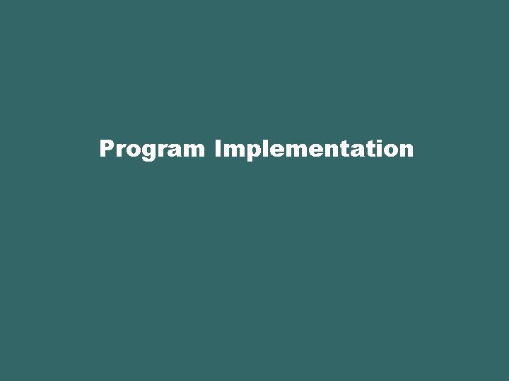 Program Implementation 