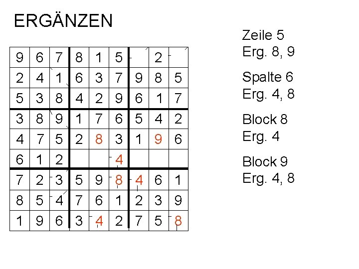 ERGÄNZEN 9 2 5 3 4 6 7 8 1 6 4 3 8
