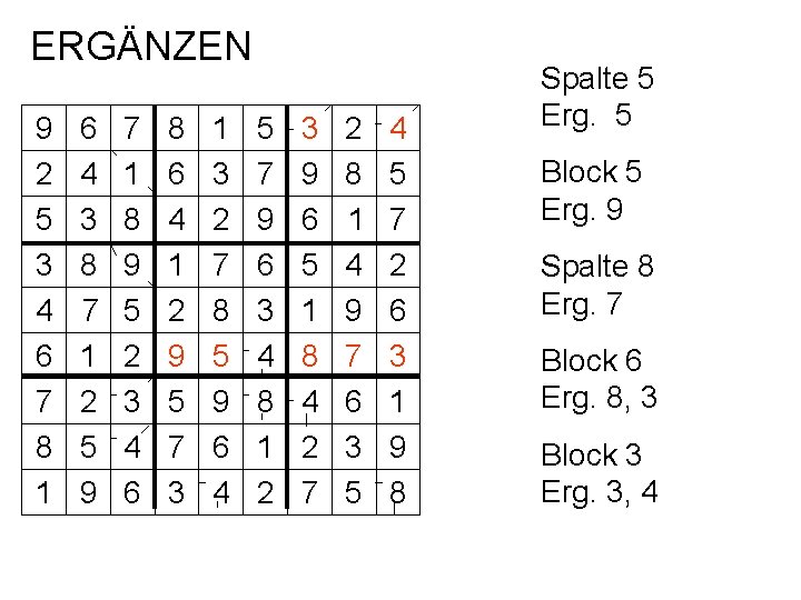 ERGÄNZEN 9 2 5 3 4 6 7 8 1 6 4 3 8
