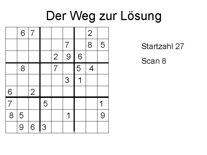 Der Weg zur Lösung 6 7 8 6 2 7 5 8 5 9