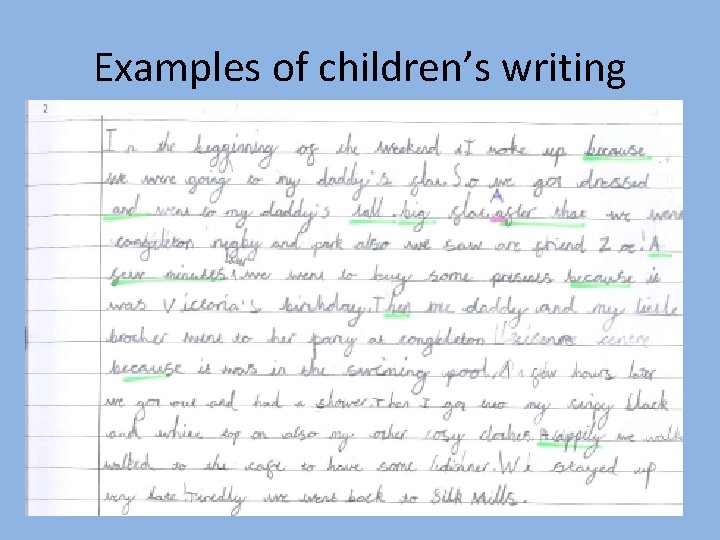 Examples of children’s writing 