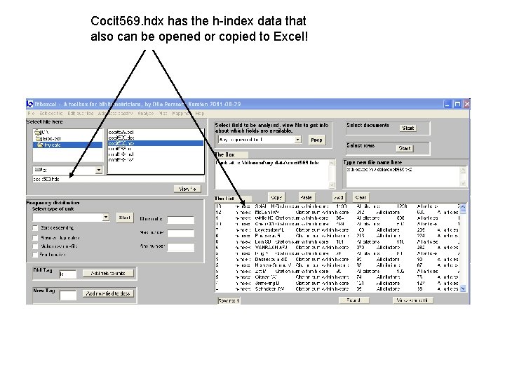 Cocit 569. hdx has the h-index data that also can be opened or copied