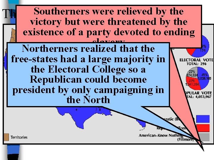 Southerners were relieved by the The Election of 1856 victory but were threatened by