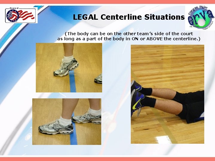LEGAL Centerline Situations (The body can be on the other team’s side of the