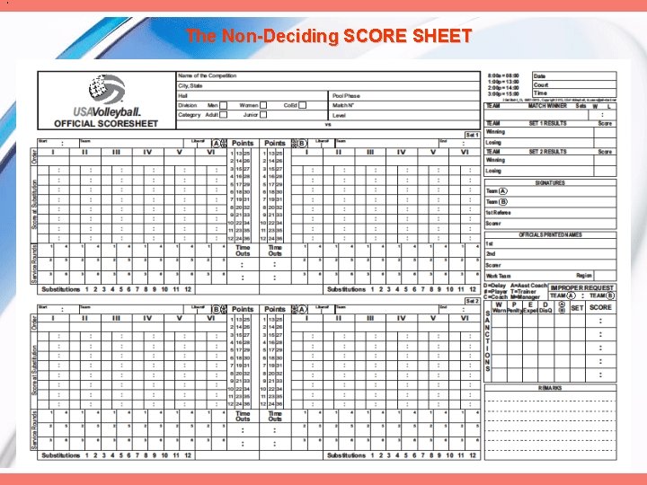 : The Non-Deciding SCORE SHEET Time Outs 7 