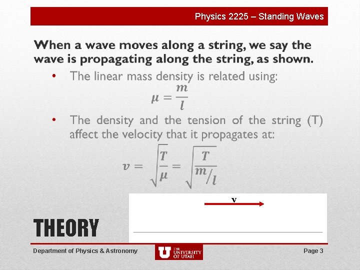 Physics 2225 – Standing Waves v THEORY Department of Physics & Astronomy Page 3