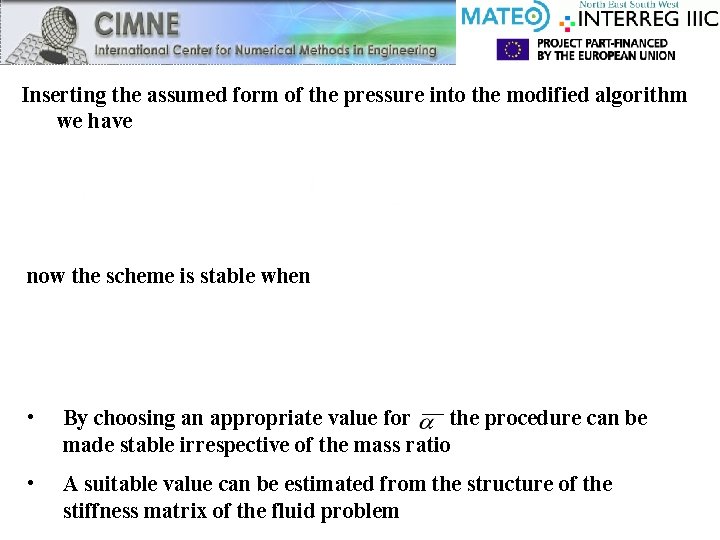 Inserting the assumed form of the pressure into the modified algorithm we have now