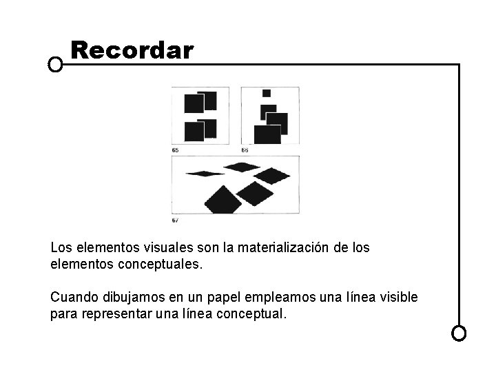 Recordar Los elementos visuales son la materialización de los elementos conceptuales. Cuando dibujamos en