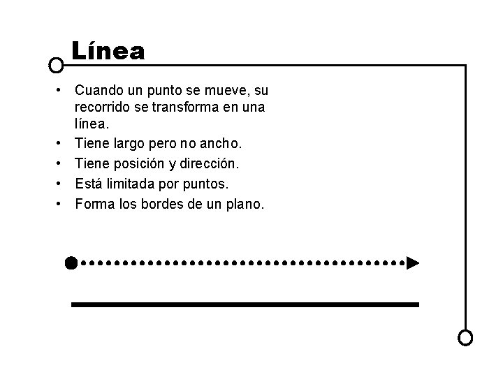 Línea • Cuando un punto se mueve, su recorrido se transforma en una línea.