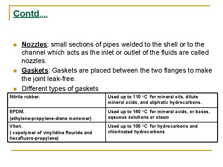 Contd…. n n n Nozzles: small sections of pipes welded to the shell or