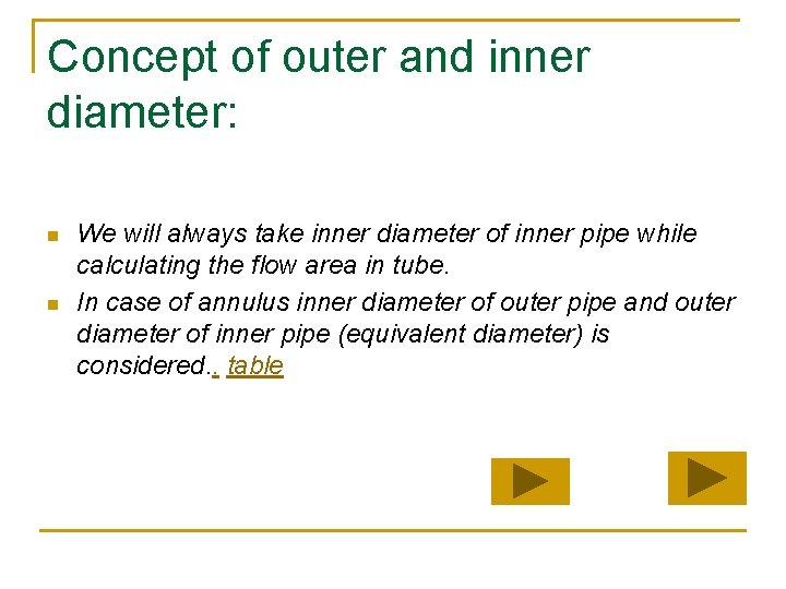 Concept of outer and inner diameter: n n We will always take inner diameter