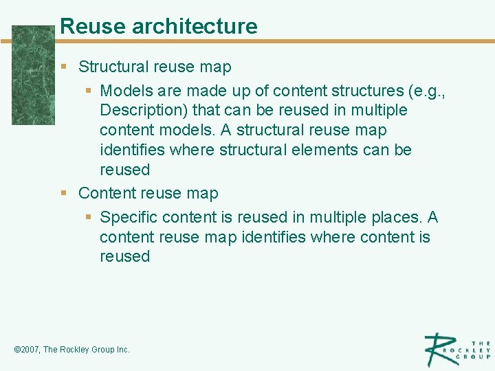 Reuse architecture § Structural reuse map § Models are made up of content structures