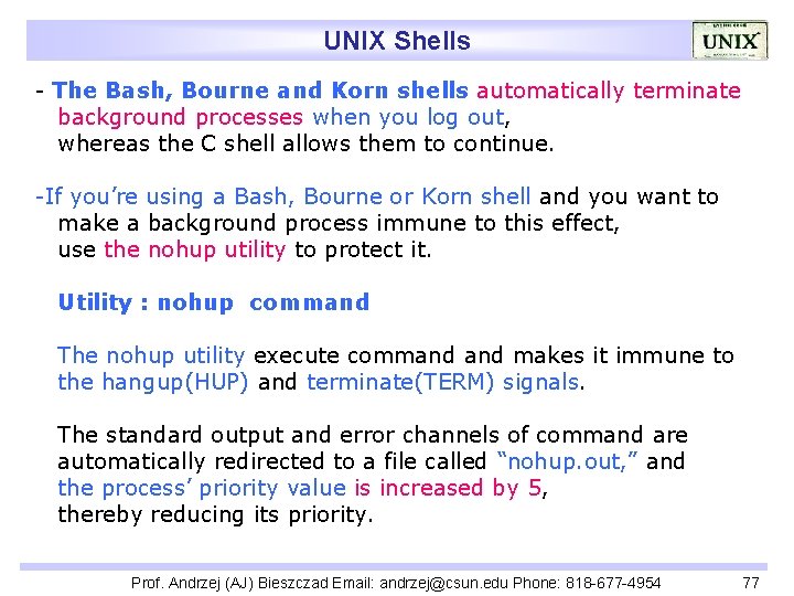 UNIX Shells - The Bash, Bourne and Korn shells automatically terminate background processes when