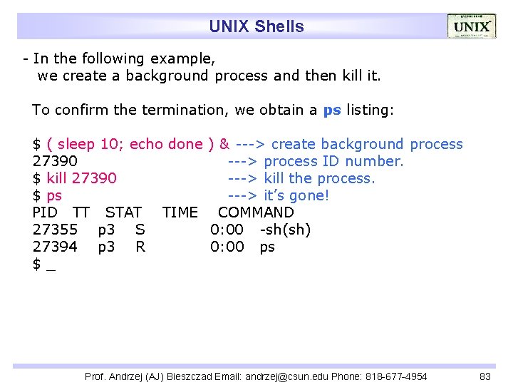 UNIX Shells - In the following example, we create a background process and then