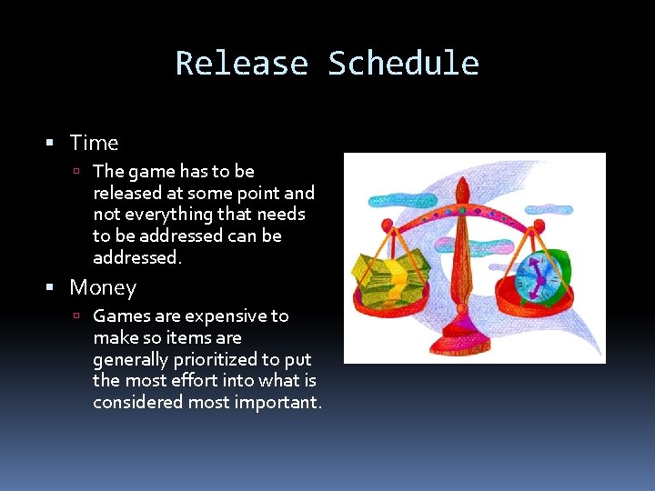 Release Schedule Time The game has to be released at some point and not
