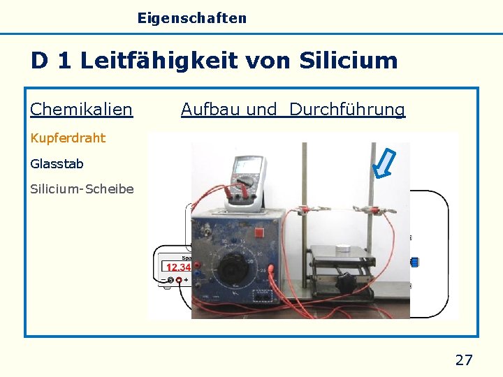 Allgemeines Eigenschaften Silicate Silicone Glas D 1 Leitfähigkeit von Silicium Chemikalien Aufbau und Durchführung