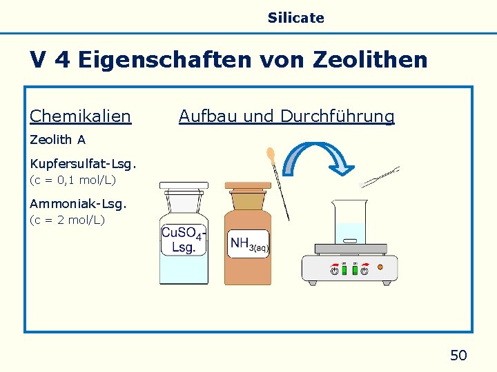 Allgemeines Eigenschaften Silicate Silicone Glas V 4 Eigenschaften von Zeolithen Chemikalien Aufbau und Durchführung