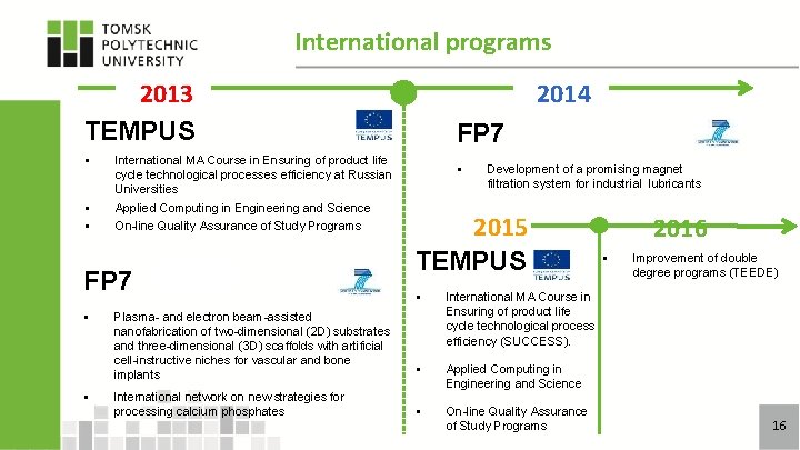 International programs 2013 TEMPUS § § § International MA Course in Ensuring of product