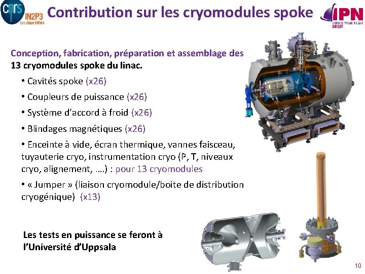 Contribution sur les cryomodules spoke Conception, fabrication, préparation et assemblage des 13 cryomodules spoke