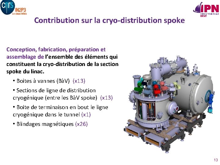 Contribution sur la cryo-distribution spoke Conception, fabrication, préparation et assemblage de l’ensemble des éléments