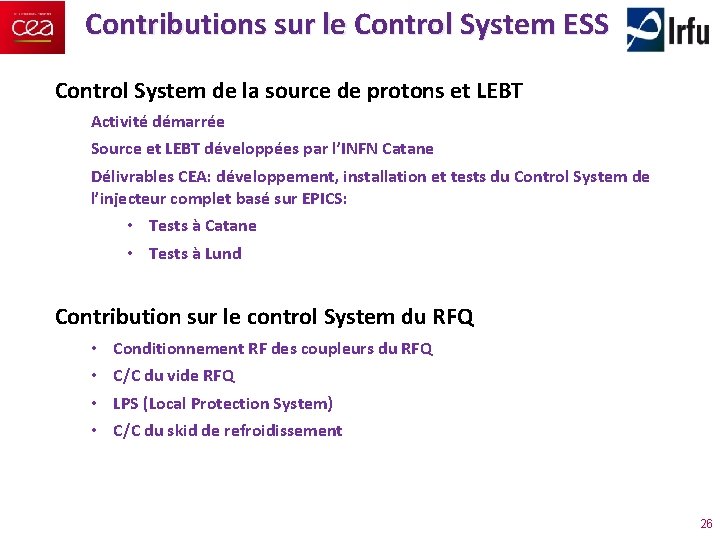 Contributions sur le Control System ESS Control System de la source de protons et