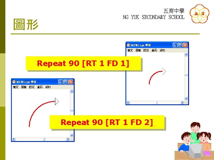 圖形 五育中學 NG YUK SECONDARY SCHOOL Repeat 90 [RT 1 FD 1] Repeat 90