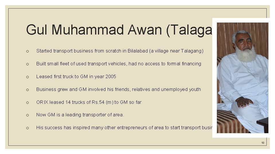 Gul Muhammad Awan (Talagang) o Started transport business from scratch in Bilalabad (a village
