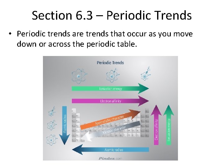 Section 6. 3 – Periodic Trends • Periodic trends are trends that occur as