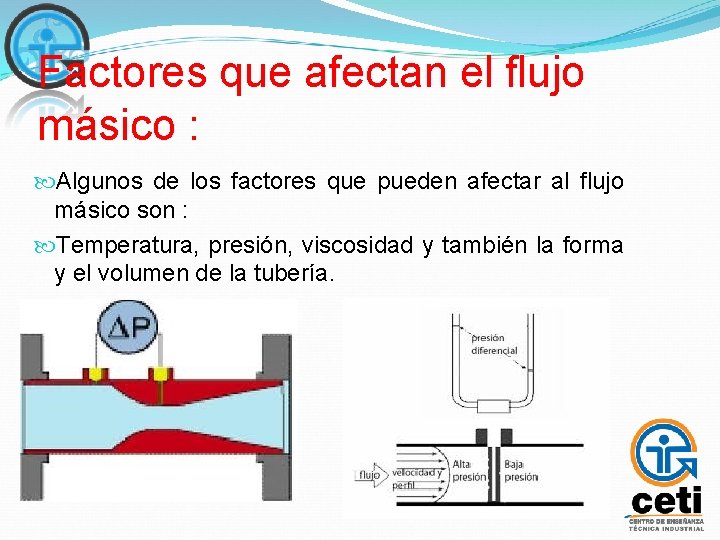 Factores que afectan el flujo másico : Algunos de los factores que pueden afectar