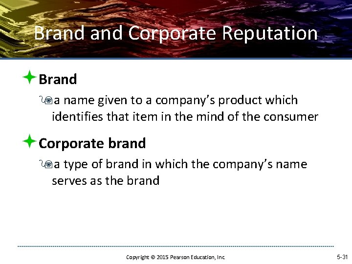 Brand Corporate Reputation ªBrand 9 a name given to a company’s product which identifies