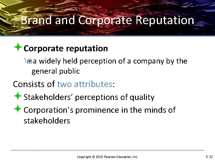 Brand Corporate Reputation ªCorporate reputation 9 a widely held perception of a company by